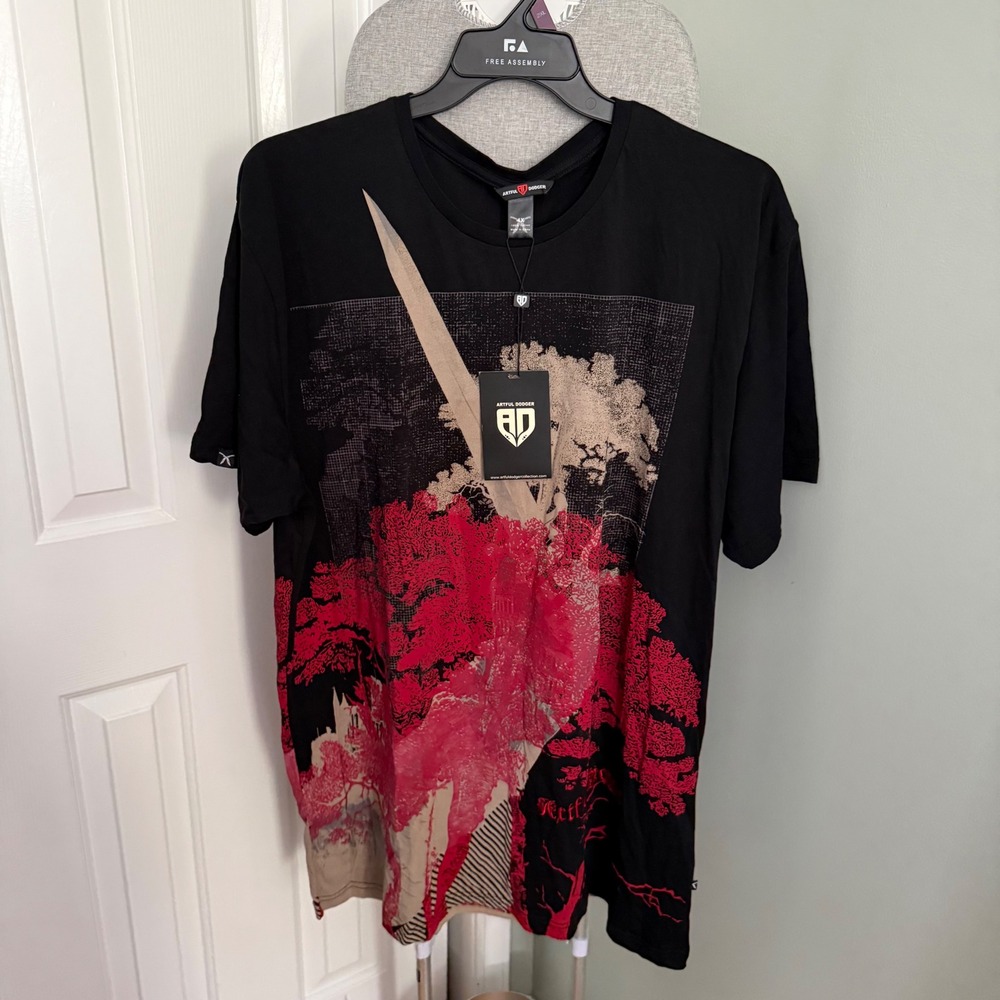 Artful Dodger Dagger Tee Mens 4XL Black Red Graphic Shirt Y2K Oversized NWT